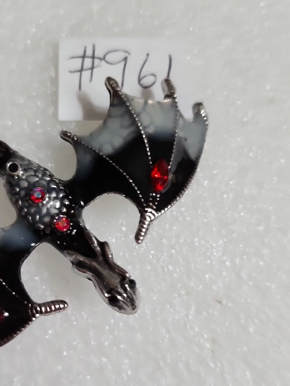 Dragon Brooch Pin with Black and Red Enamel